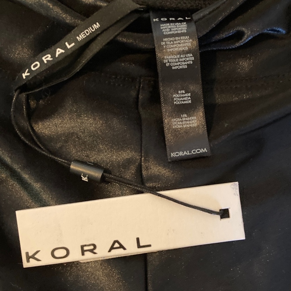 Koral Black Leggings with Blue Houndstooth Panels and Pink Stripe - Picture 6 of 8